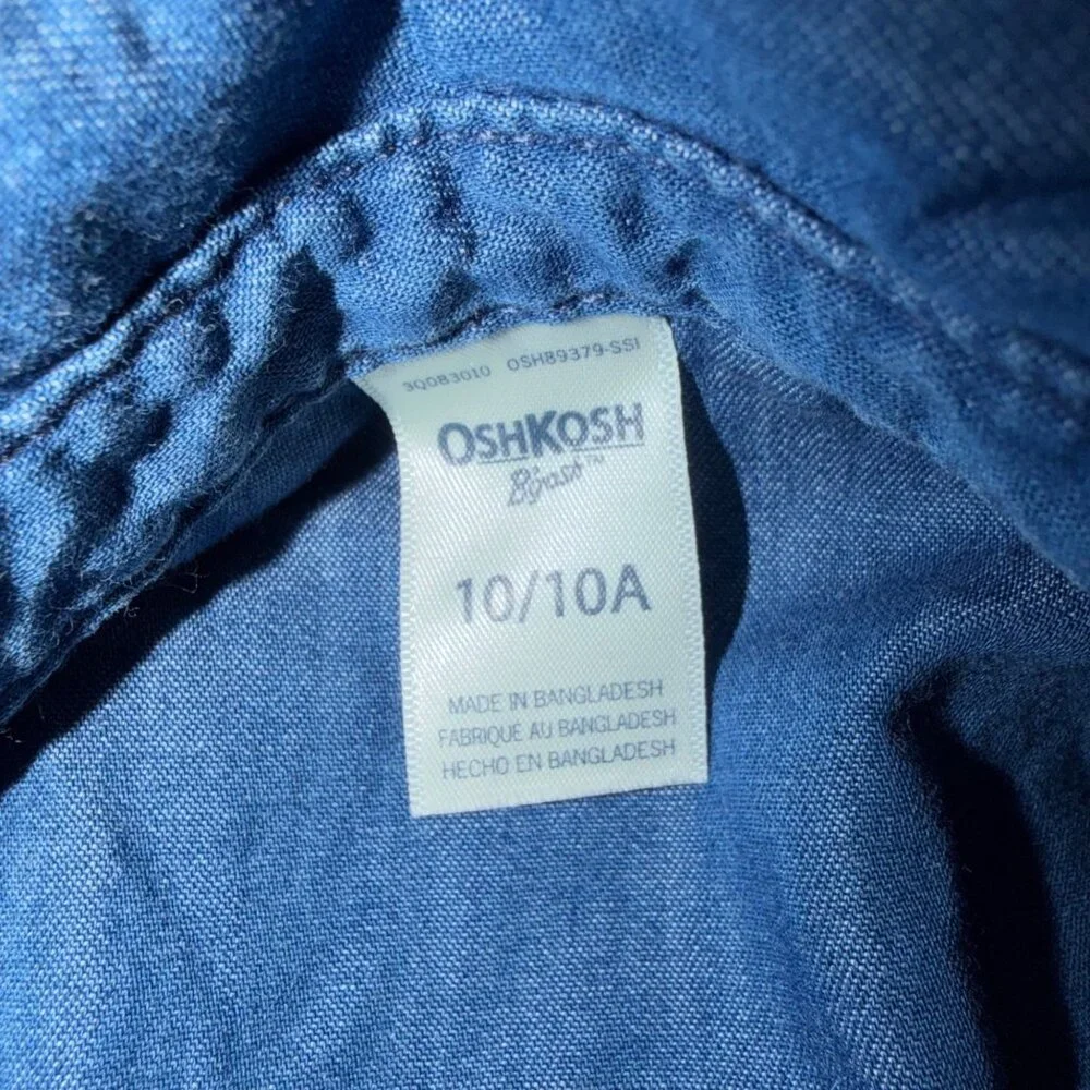 OSHKOSH BGOSH GIRLS BLUE DENIM AND TULLE DRESS NEW SIZE 10